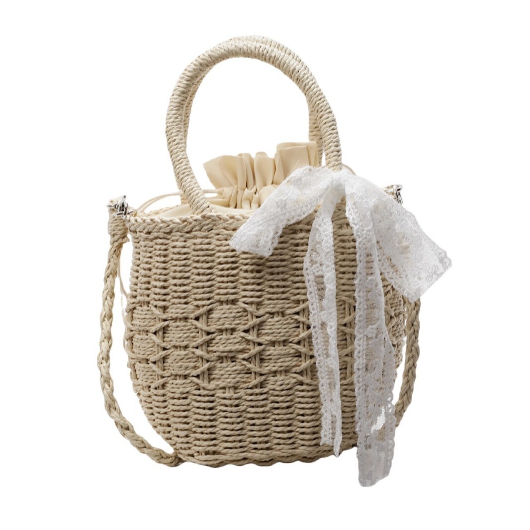 2025 New Free Delivery Designer's Bag Small Fresh Sweet Wind Grass Woven Lace Bow Women's Shoulder Versatile Crossbody Bag