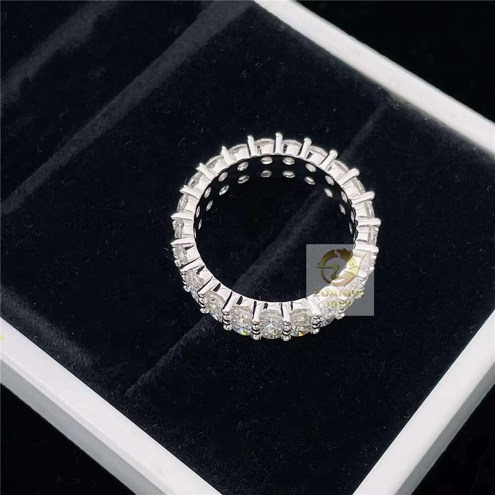 Ready to Ship Iced Out Jewelry Gold Filled 925 Sterling Silver VVS Moissanite Diamond Eternity Band Rings