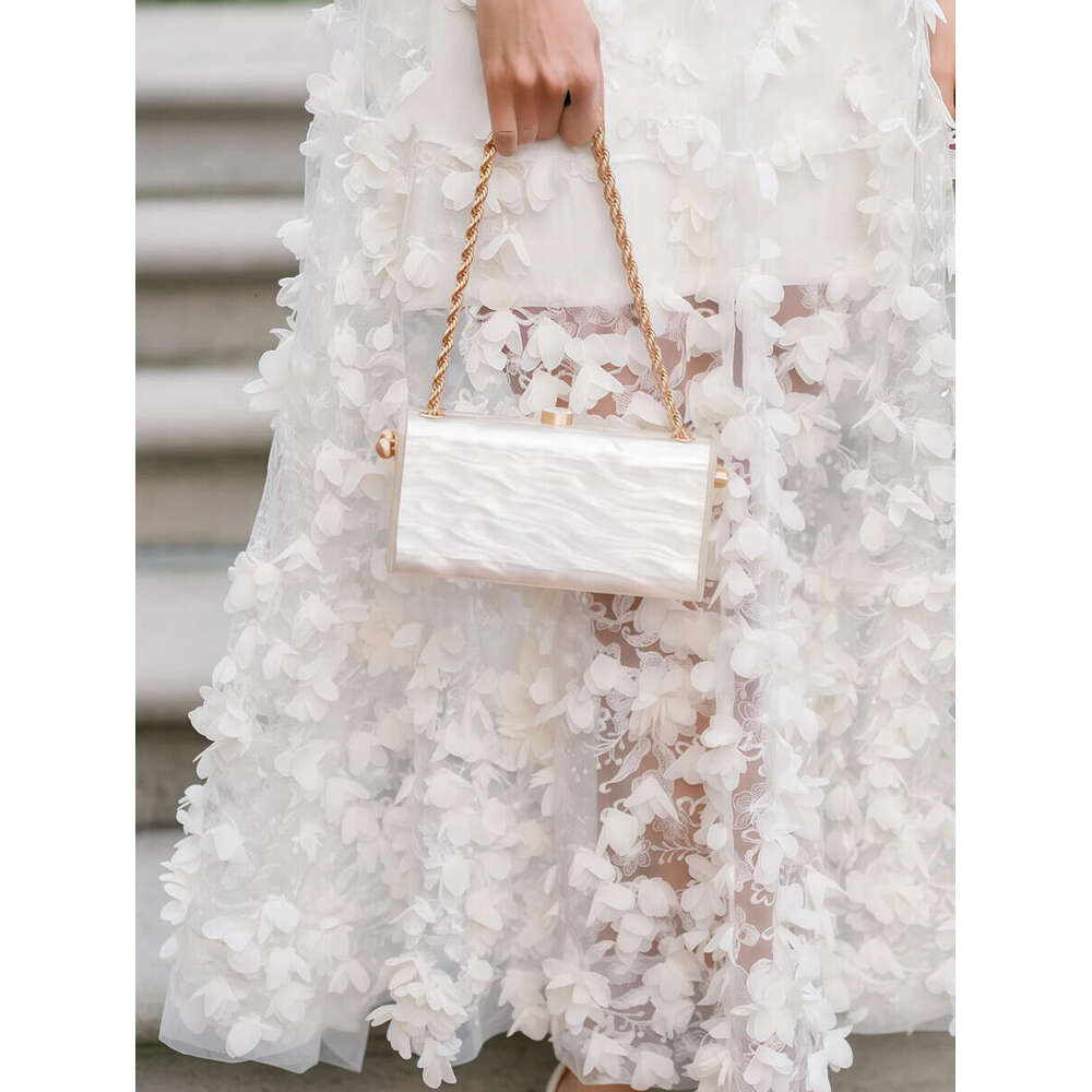 Retro European And American Splicing Trendyy Marble Banquet Box Versatile New Wedding Party With Hand-Held Cross-Body Pearlescent Acrylic Clutch Bag