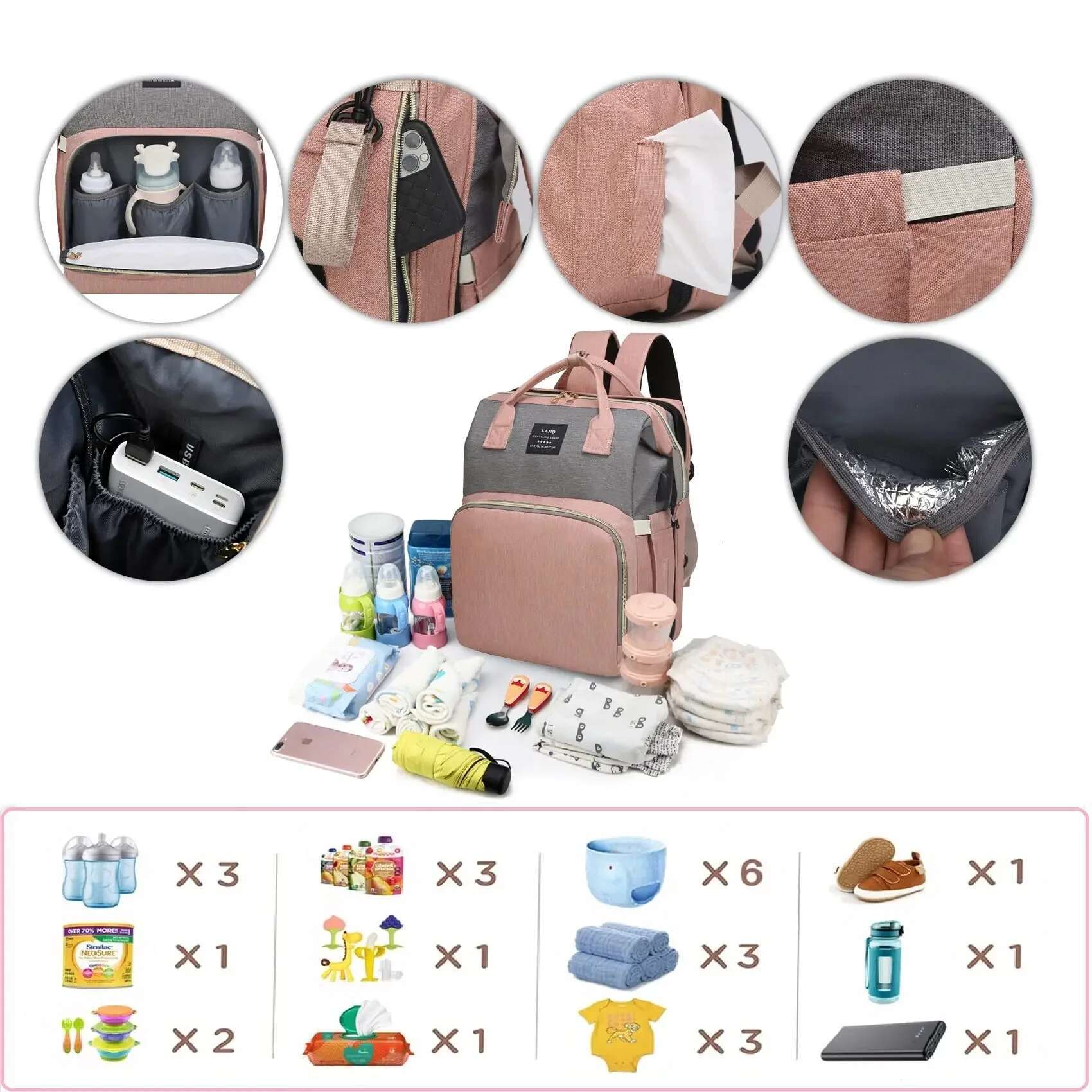 Ultimate Mommy for Travel - Large-capacity Foldable Backpack with Crib Bed and Diaper Bag