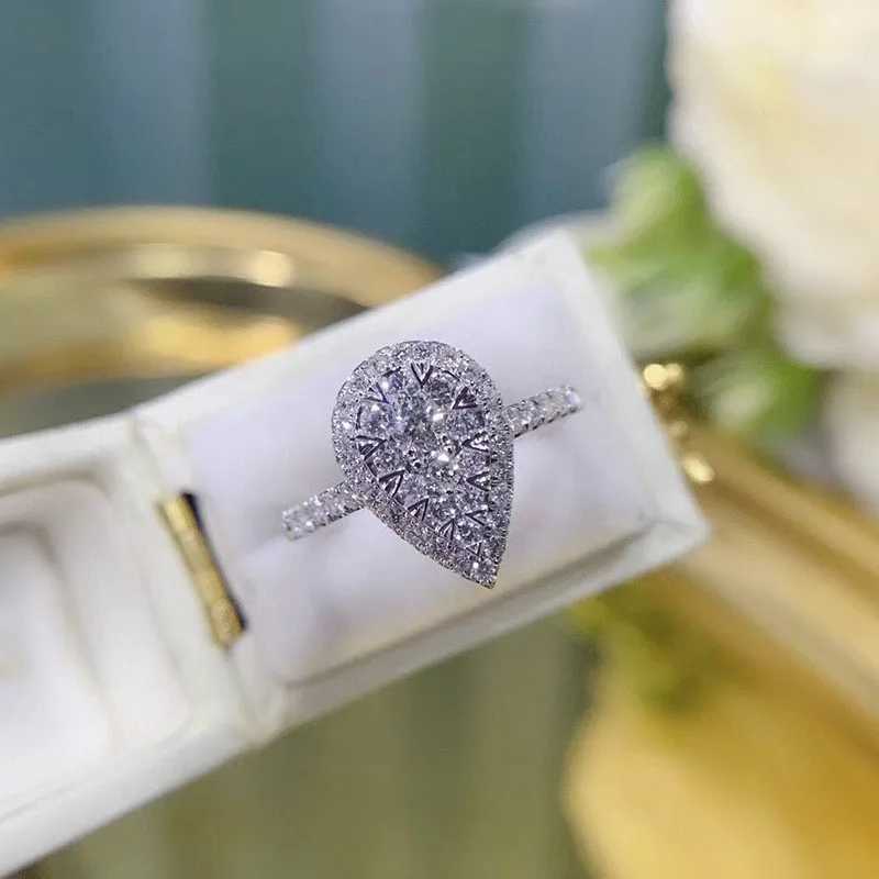 925 Sterling Silver New Womens Ring Jewelry Teardrop Zircon CZ Stone Engagement Wedding Ring for womenXJ250514