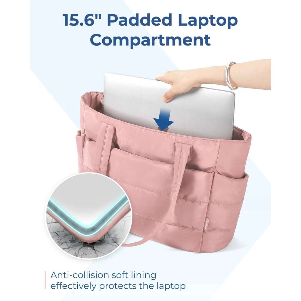 BAGSMART The Bubble Tote Bag Cotton Padded Female Quilting Puffy Shoulder Shopper Purse Simple Daily Handbag Women's Bags