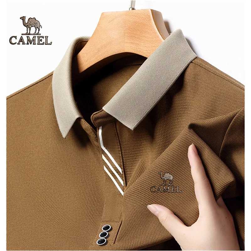 Camel Gold Label New 2024 Summer New Mens Polo Shirt Light Mature Casual Solid Color Middle aged Business Polo Neck Breathable X250514