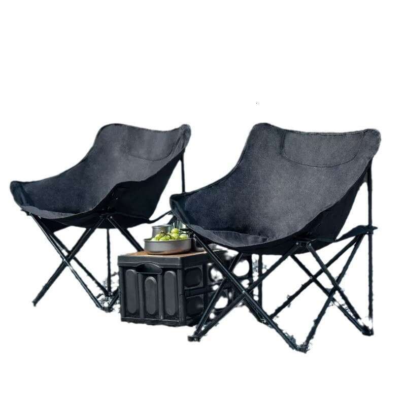 High backrest moon outdoor camping, picnic, barbecue, portable fishing chair, lunch break folding chair
