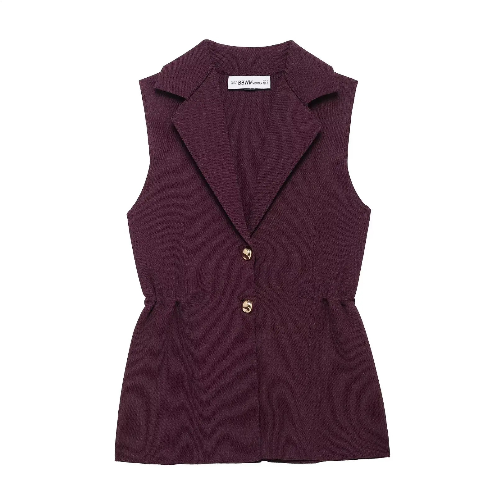 Zevity 2025 Women Fashion Solid Color Pleated Waist Knitting Vest Sweater Female Chic Casual Cardigan Waistcoat Tops SW9041 250506