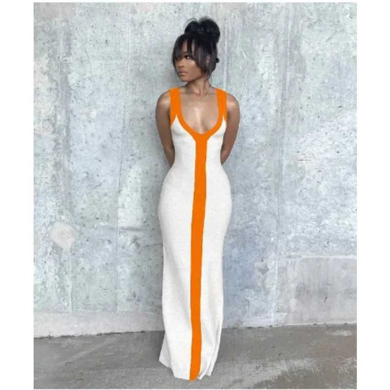 2025 Y2K INS Clothes Elegant Strap Sleeveless High Waist Slit Bodycon Evening Dress Sexy V Neck Corset Party Dress for WomenXJ250514
