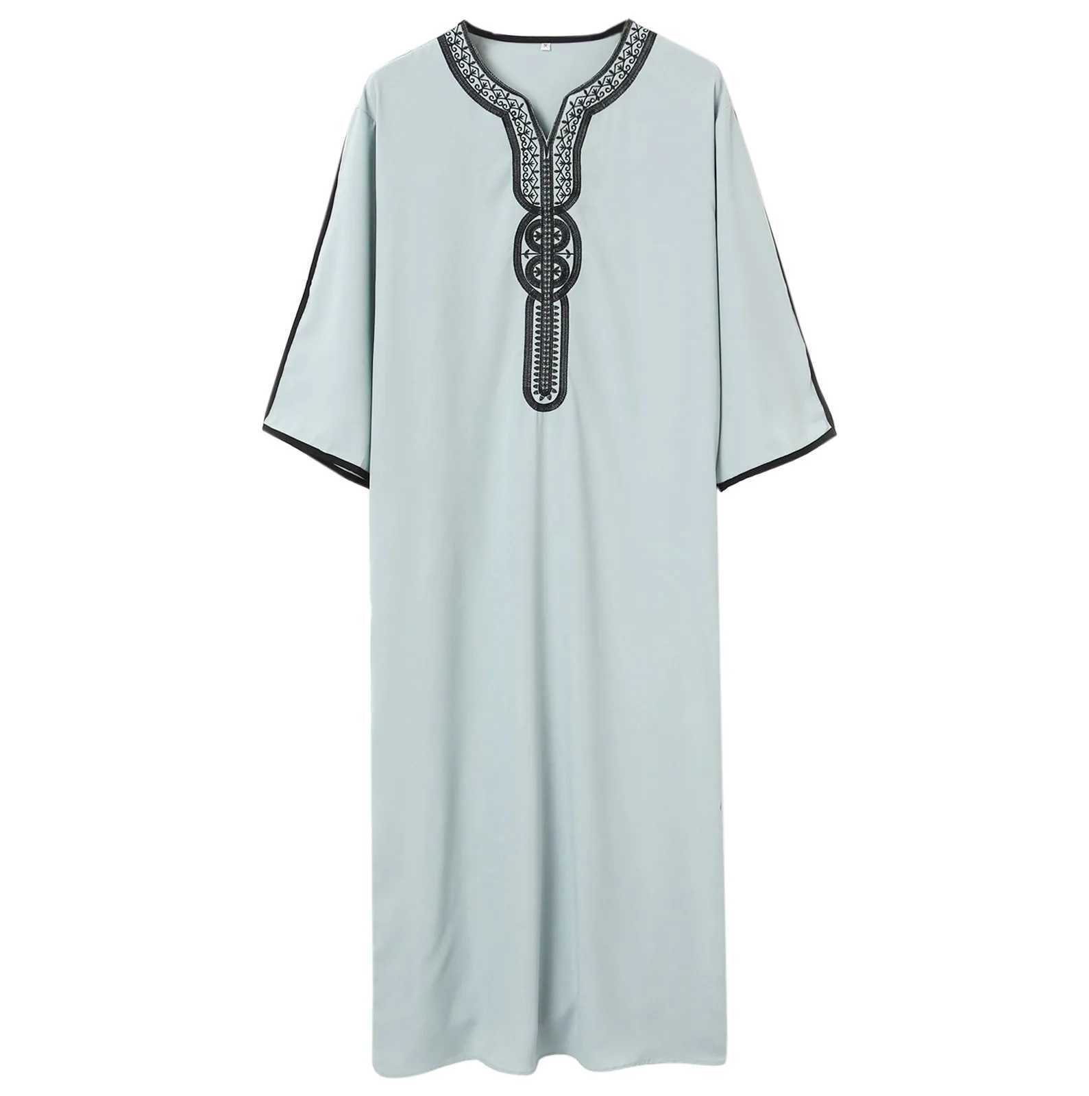 Muslim Embroidered Dress MenS Robe Kameez Dubai Muslim ManS Clothing Abaya Arabic Jubba Qamis Islam Jubba Thobe X250514