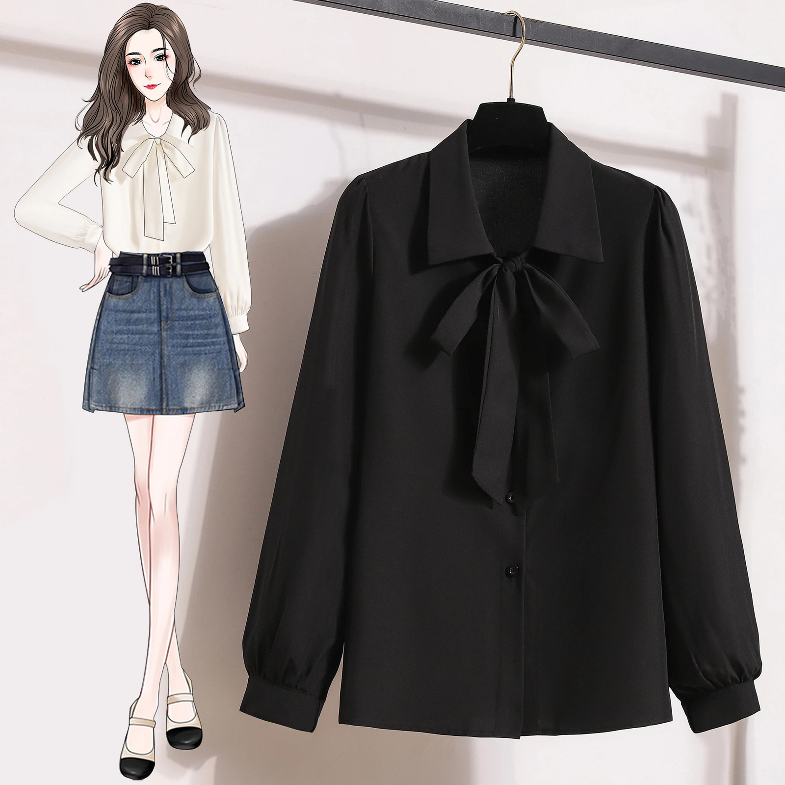 Spring Summer Plus Size Chiffon Blouse Women Lady Office Black Or White Shirt And Large Loose Shirts Blouses 250514
