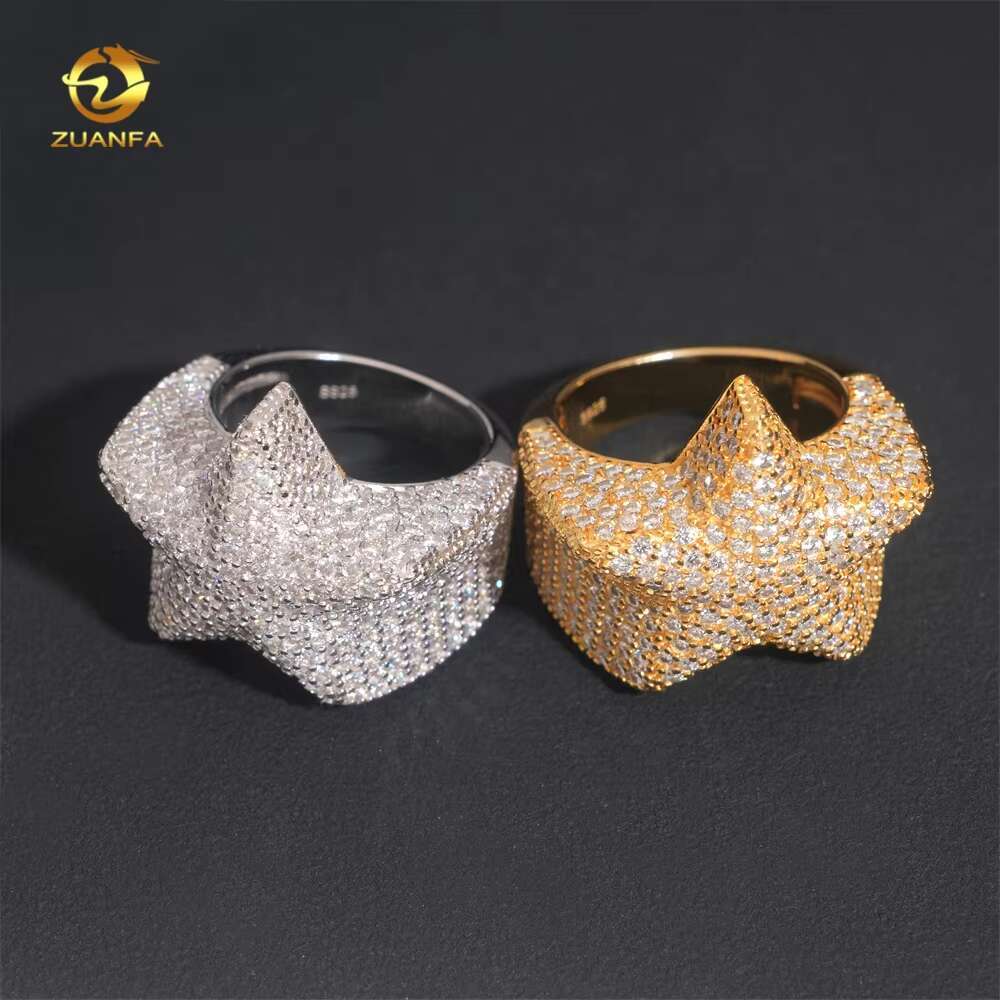 Pass Diamond Tester Hip Hop Star Iced Out Luxury VVS Mens 925 Silver Moissanite Ring