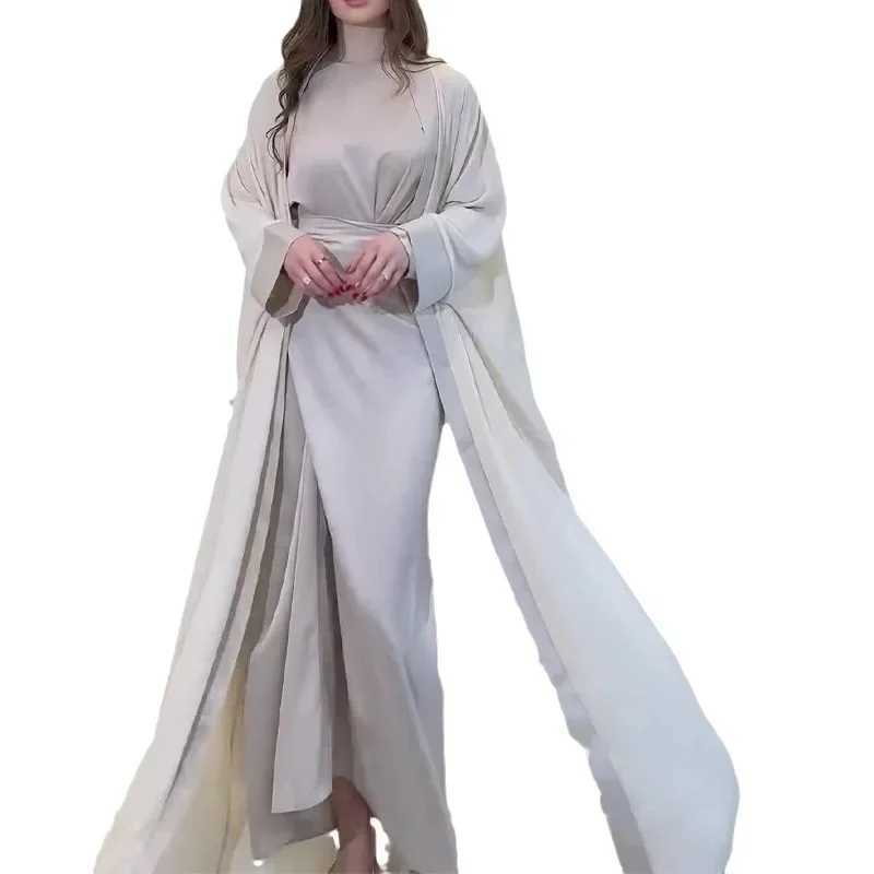 Ramadan Eid Abaya Dress for Women 2 Piece Set Women Dubai Saudi Islam Morocco Kaftan Party Long Robe Open Abayas Vestidos X250514