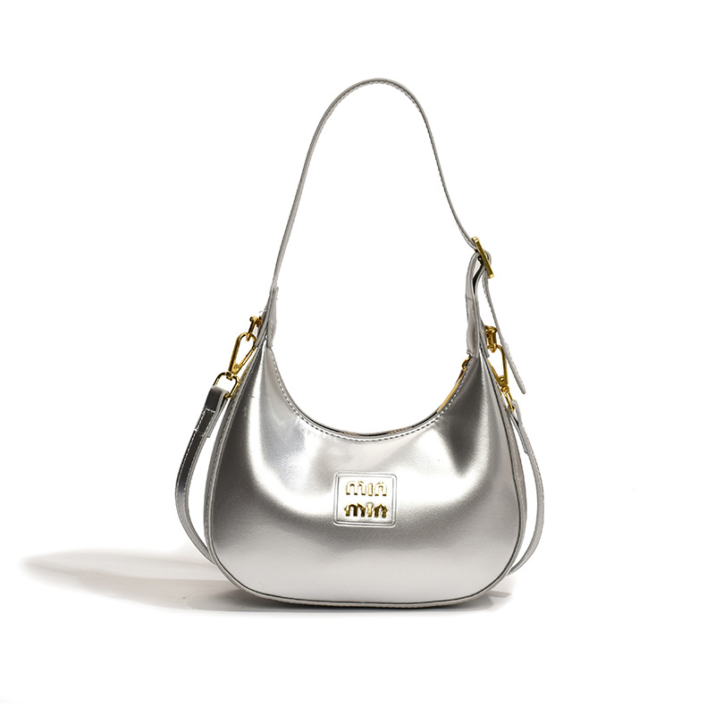 Free shipping, designer ladies' French high-end style patent leather underarm bag, women's 2025 versatile and niche crossbody bag