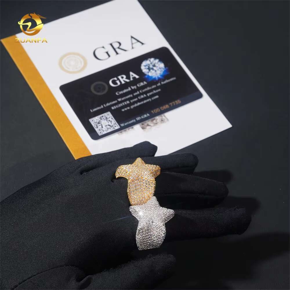Pass Diamond Tester Hip Hop Star Iced Out Luxury VVS Mens 925 Silver Moissanite Ring
