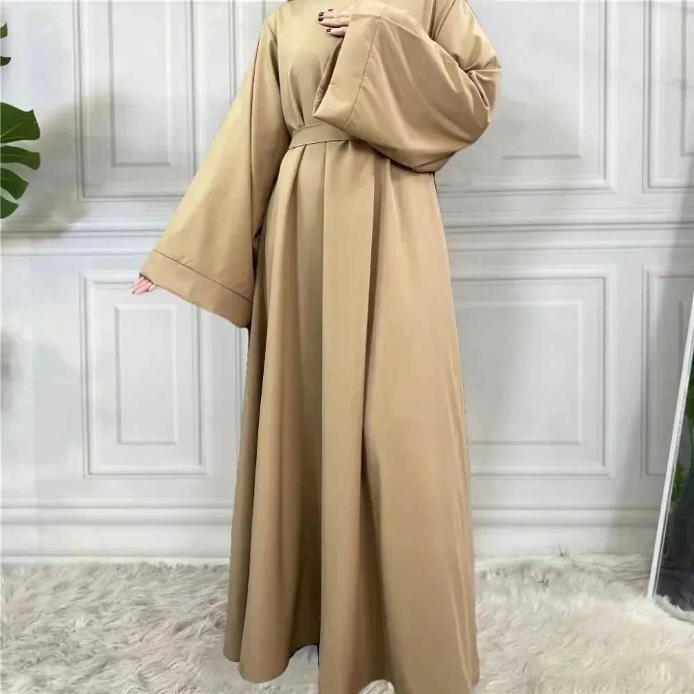Muslim Abayas With Belt Loose Kaftans Prayer Dress Women Jilbabs Full Slve Islamic Clothing Dubai Robe Lace Up Long Dresses X250514