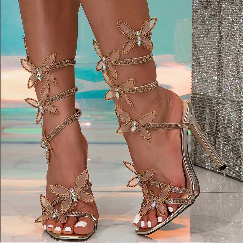 Similar Summer Fashion Crystal Butterfly Ankle Strap Sandals Women Wedding Banquet Shoes Sexy Square Toe Green High Heels Size 42 W250514