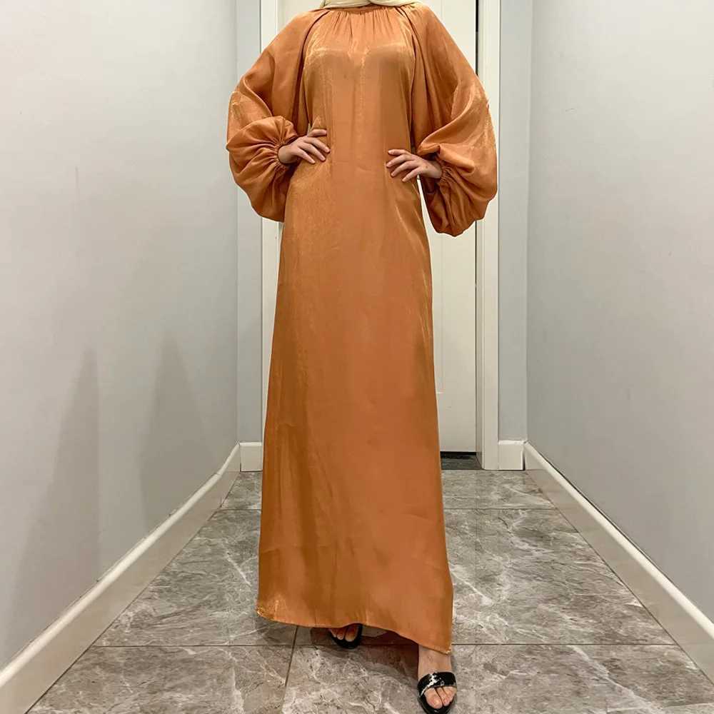 Fashion Muslim Women Lantern Slves Bow Tie Neck Maxi Party Dress Dubai Abaya Ramadan Eid Islamic Clothing Saudi Arabic Kaftan X250514
