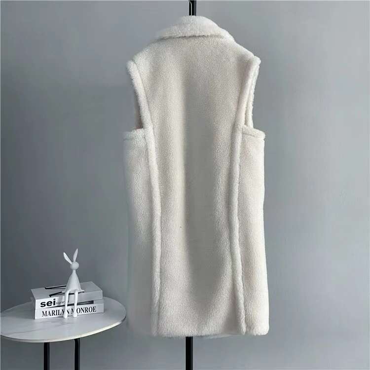 Getspring Women Vest 2024 Autumn Winter Sleeveless Imitation Waistcoat All Match Thickened Loose Long Faux Fur Jacket