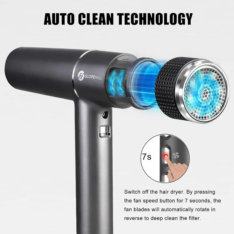 Slopehill Hair Dryer with Unique Brushless Motor | Intelligent Fault Diagnosis | Innovative Microfilter | Led Display Gray 250513