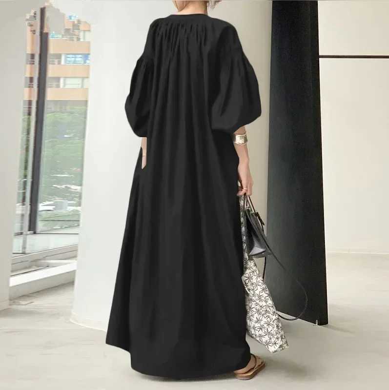 2025 Spring Cotton Linen Women Dress White Pocket Long Dresses Female Spring Trendy Elegant Casual Korean Fashion Clothes LadiesXJ250514