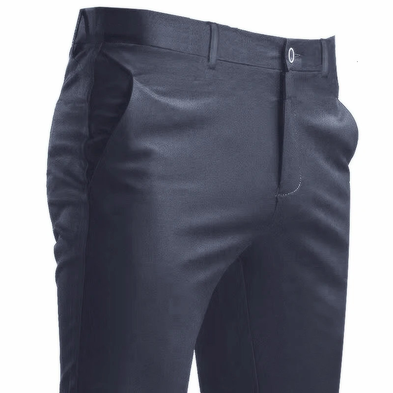 Mens Suit Pants Stretch Smart Casual Trousers Pocket Solid Color Straight Wearable Full Length Home Work Black Dress Pants 250513