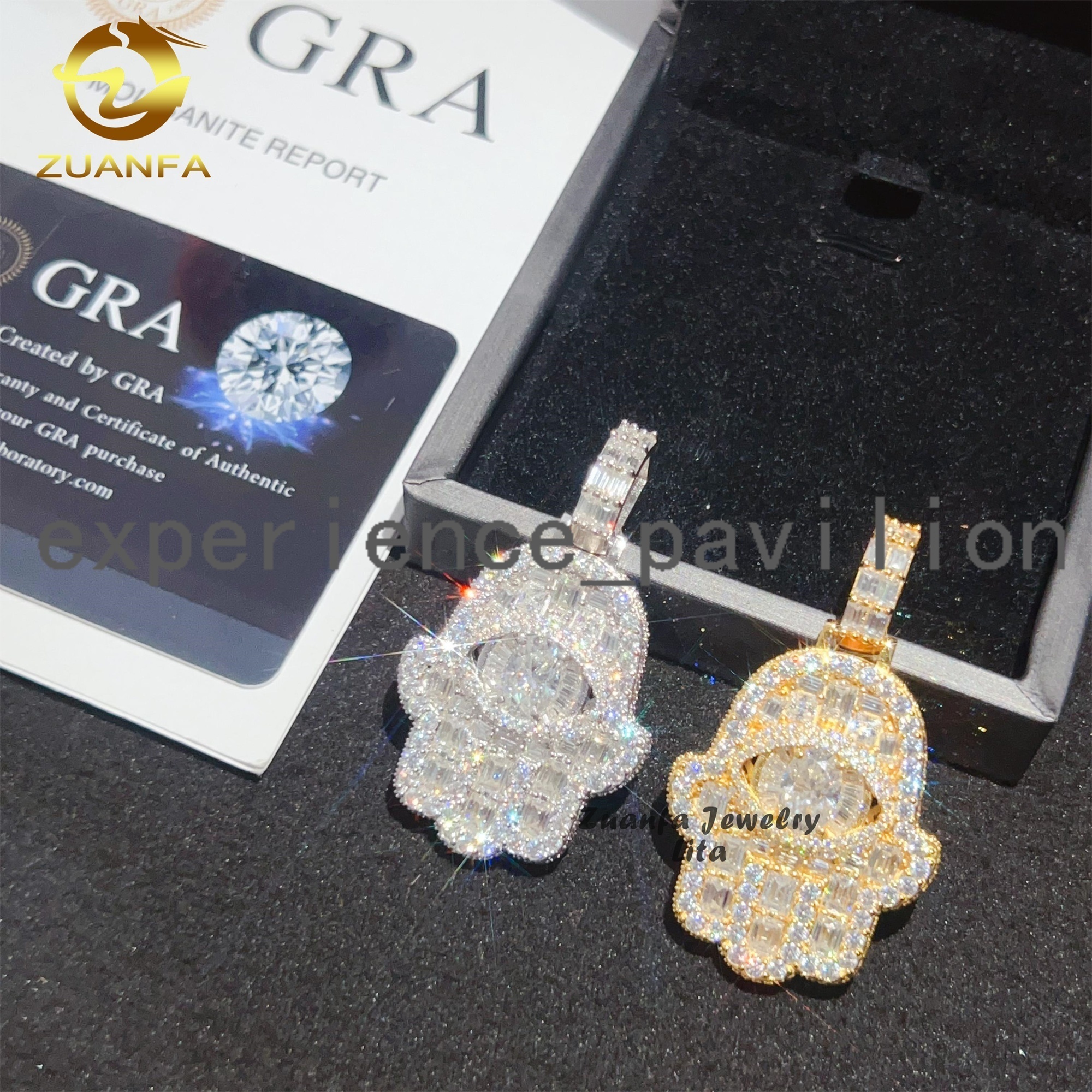 Fine Jewelry Top Quality Hip Hop Rapper Charms Silver 925 Iced Out VVS Moissanite Diamond Hamsa Pendant