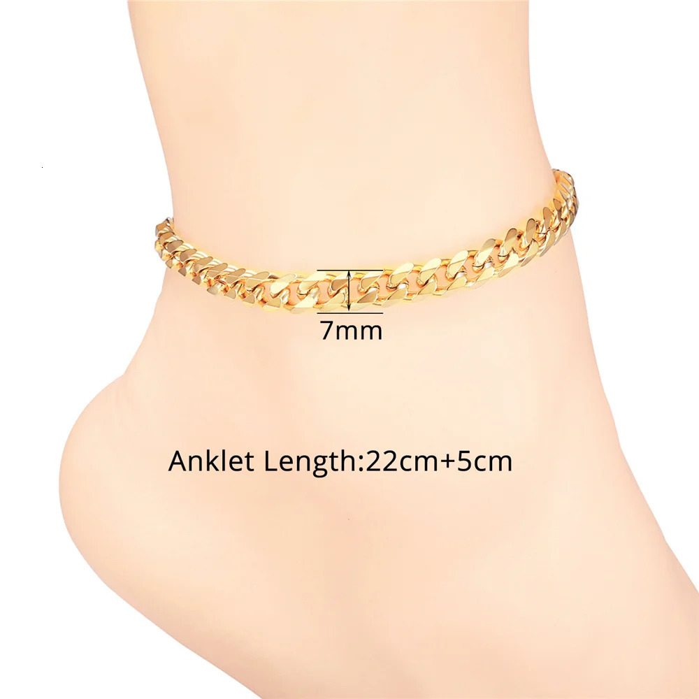 Vintage Ankle Bracelet For Women Bohemian Gold Color Cuban Anklets Summer Beach Girls Barefoot Leg Chain Boho Jewelry 250513