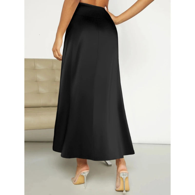 Female Skirt Elegant Temperament Ladies Solid Color Long Suitable For Holiday Party Comfortable Knitted Milk Silk Fabrics 250514
