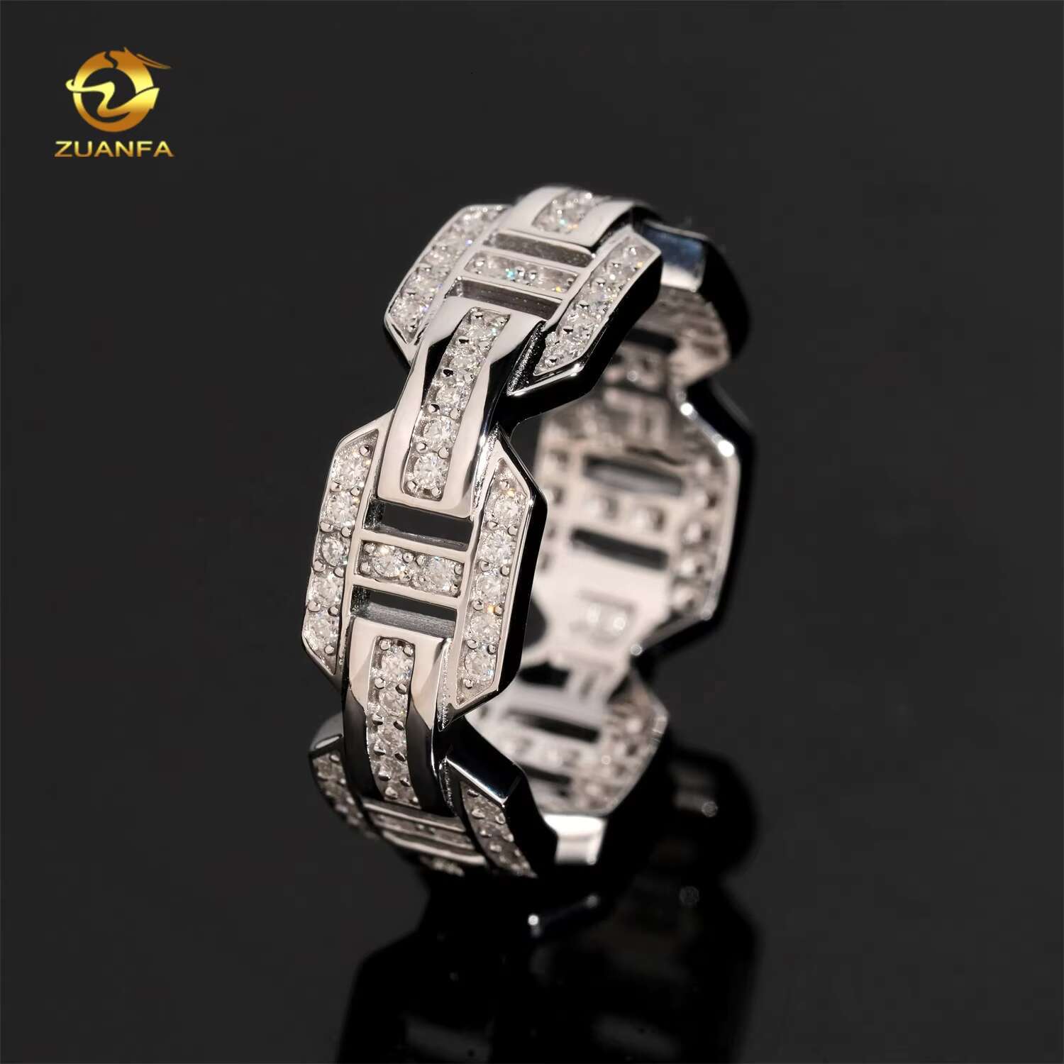 Custom Made 925 Sterling Silver Pass Diamond Tester Iced Out Eternity Moissanite Hip Hop Ring
