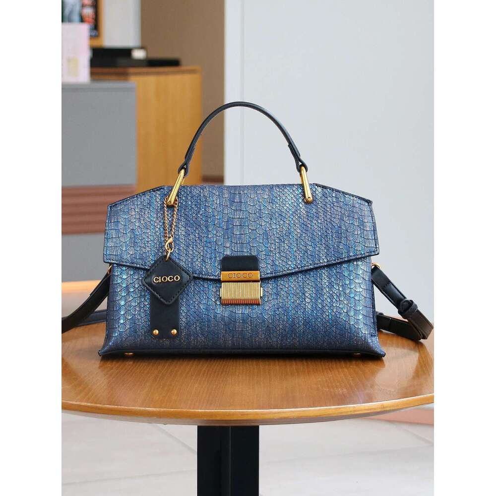 2025 New Retro Blue Snake-Shaped High-Grade Fashion Handbag Lightweight Large-Capacity One-Shoulder Messen