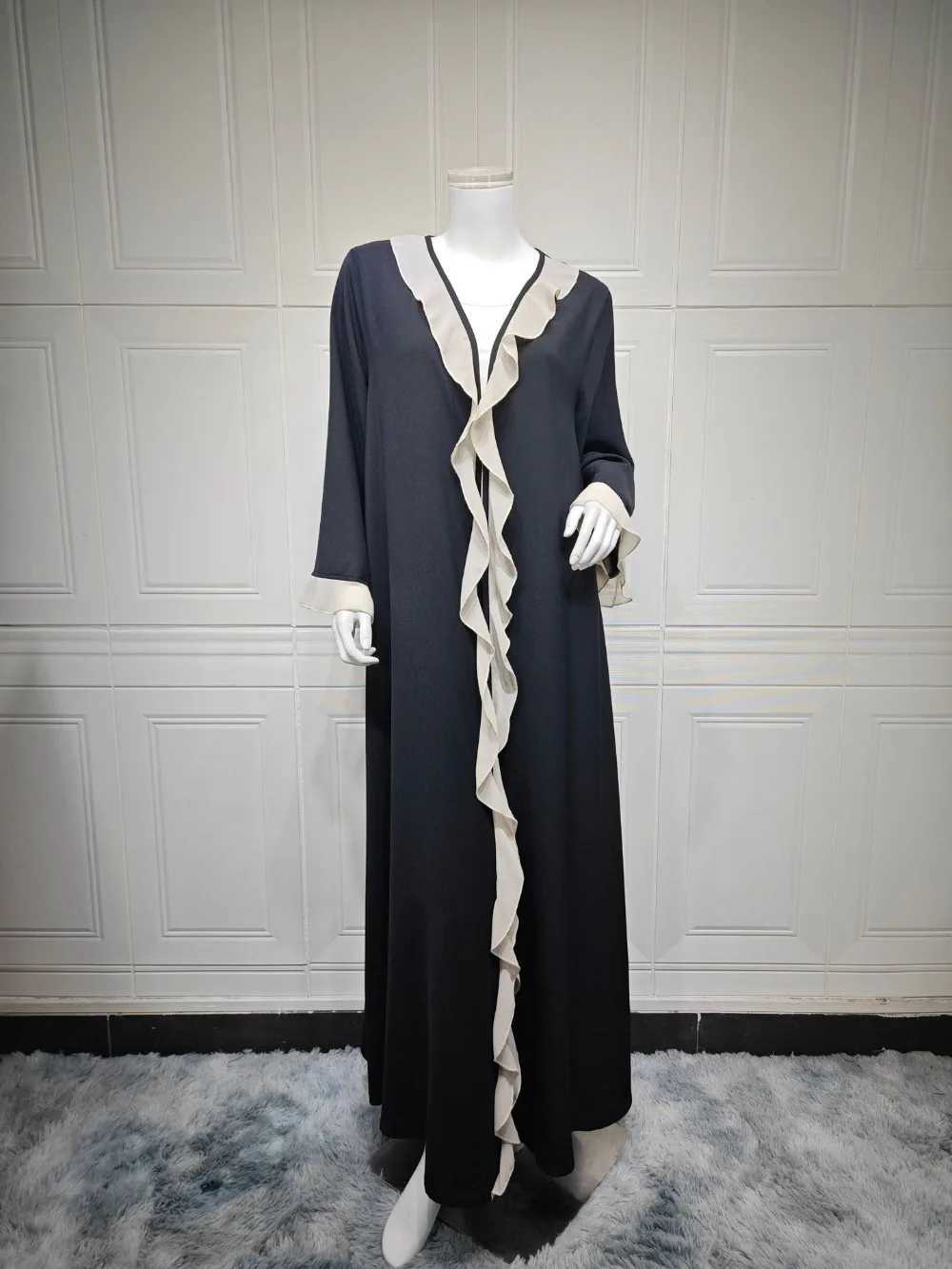 Eid Women Abaya Dress Ruffle Hem Cardigan Muslim Ramadan Open Party Long Dresses Caftan Robe Jalabiya Morocco Dubai Kaftan 2025 X250514