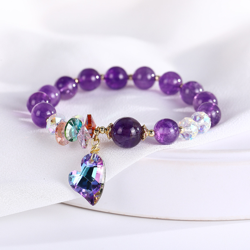 New Natural Amethyst Crystal Copper Accessories for Female Minority Design Sense Student Friend Bracelet Personalized Handicrafts