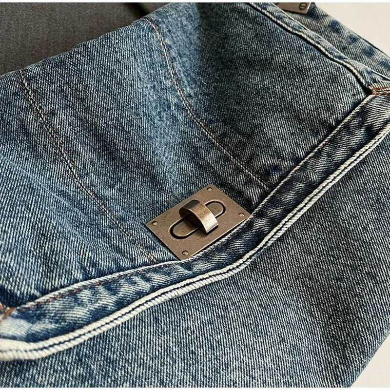 Solid color denim canvas shoder bag Mti functial fiable shoder bag Minimalist Casual Bag handbag Z250514