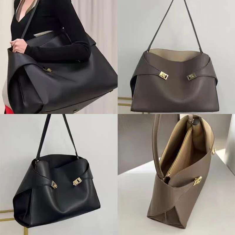 High-End Pu Leather Women Large Capacity Shoulder Travel Handbag Metal Buckle Design Open Armpit Bag Commuter Briefcase 2025