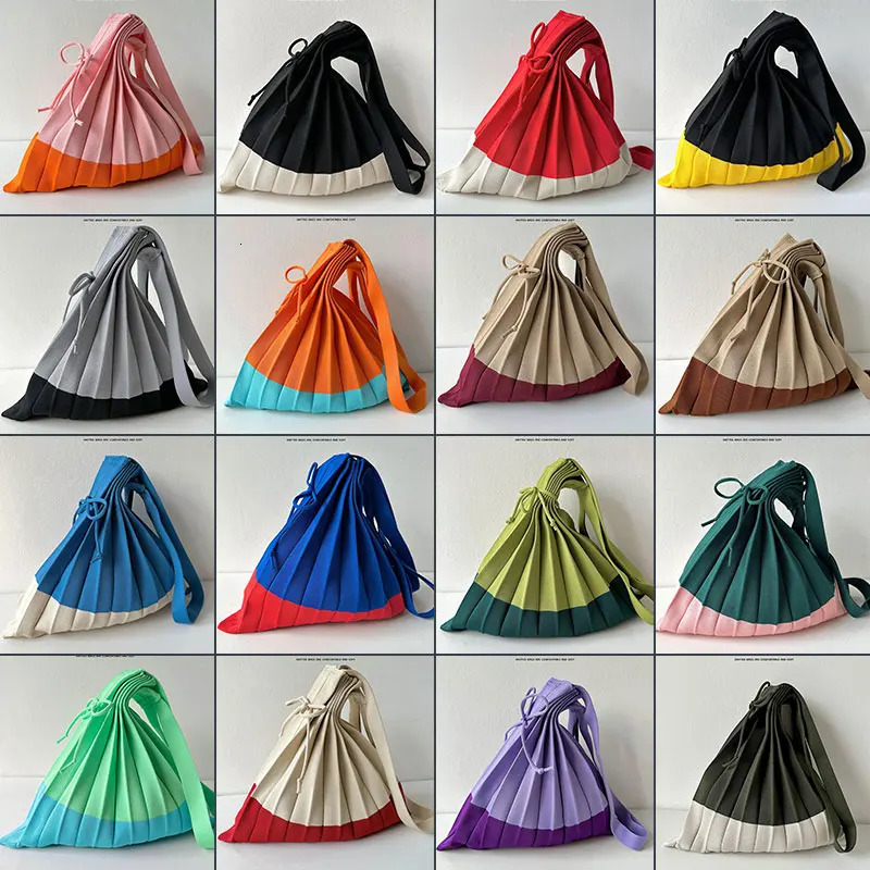 1pc Knitted Pleats Tote Organ Bag ner Chic Stitching Contrast Korean Retro Fashion Women Shoulder Shopper Handbag Foldable 250514