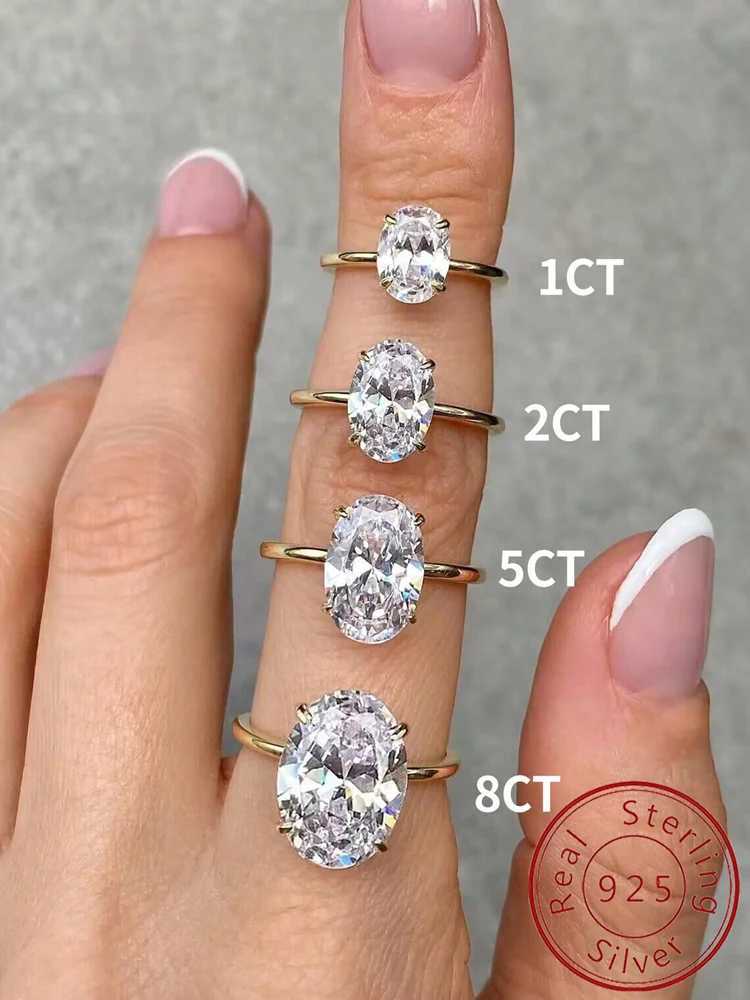 925 Sterling Silver Gorgeous Shiny 1-8CT Zircon Oval Stone Ring For Women Engagement Wedding Luxury High Quality Fine JewelryXJ250514