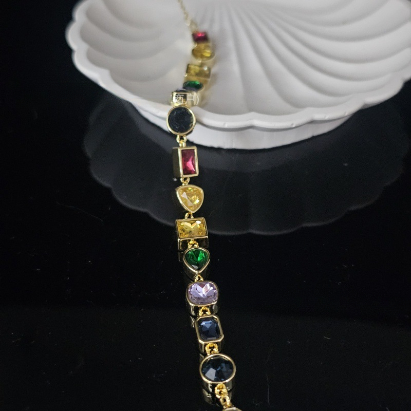 Elegant Crystal Charm Bracelet Colorful Geometric Design for Womens Fashionable Summer Jewelry Z250910