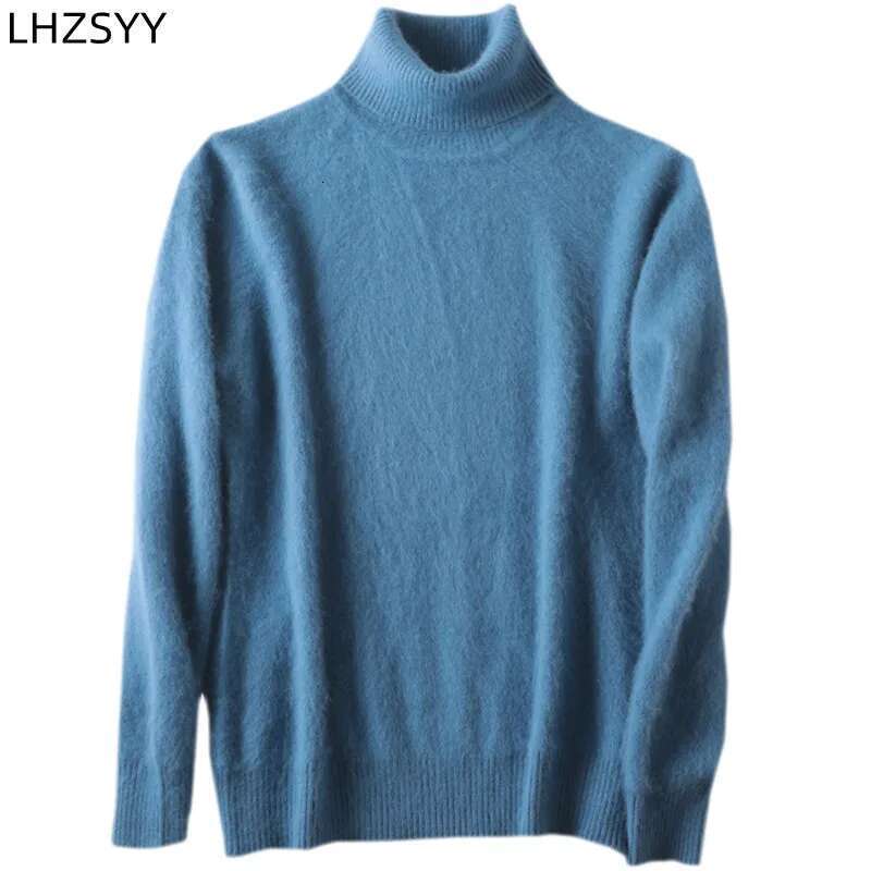 Autumn Winter Women's 100% Pure Mink Cashmere Lapel Pullovers Loose Knit Tops Korean Wild Sweater Female Jacket Jumpers