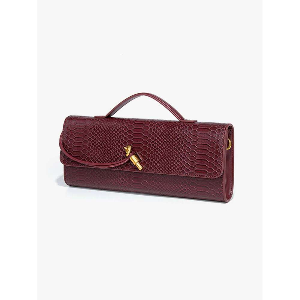 Bury Bag Cherry Wine Red Envelope Upscale New Handbag European And American Fashion Crocodile Flip Hand Organ B