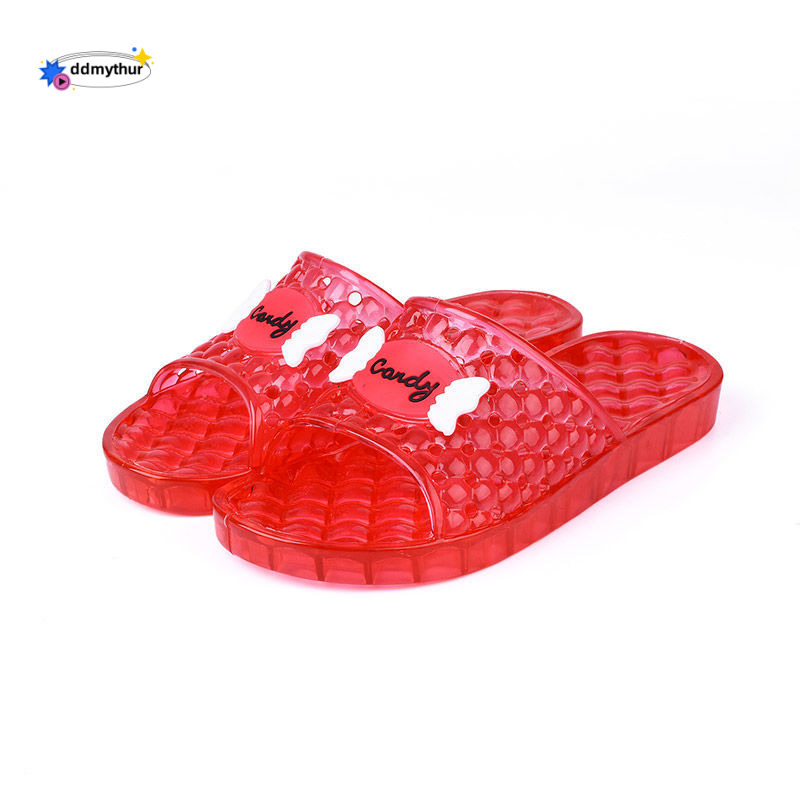 foot friendly Princess Crystal Transparent Middle Heel and Bathing Household Non slip Thick Sole Cool Slippers for Women ddmythur