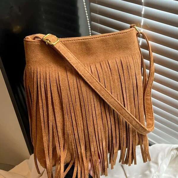 2025 Korean Matte Messenger Bag Women, Niche Fringed Shoulder Bag, Anti-Theft Casual Crossbody Purse For Daily Use & Travel