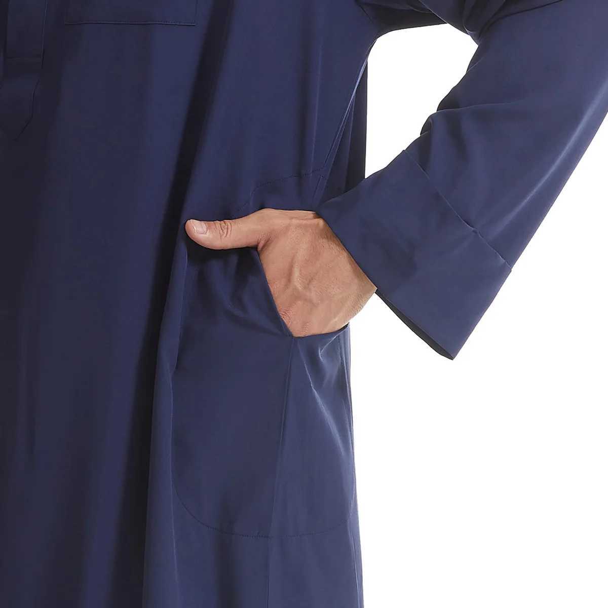 UNI Muslim Eid Ramadan Men Robe Long Sleeve Saudi Abaya Thobe Jubba Thoub Dubai Daffah Kaftan Islamic Arabic Dress Caftan Gown X250514