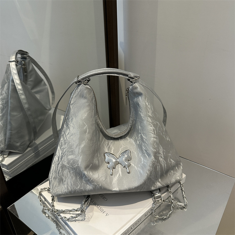 Free Delivery Designer Bag Korean Version Butterfly Fashion Backpack 2025 New Chain Single Shoulder Crossbody Student Class Large Capacity Tote Luxury