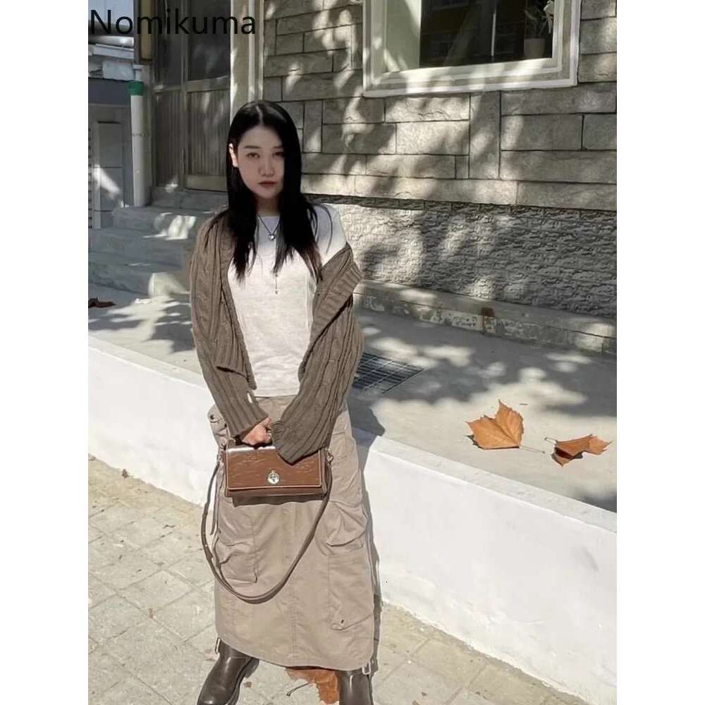 Vintage Cropped Cardigan Jackets Women Clothing Pull Femme Hooded Knitted Ribbed Sweater Tops Chic Casual Knitwear Sueter Mujer