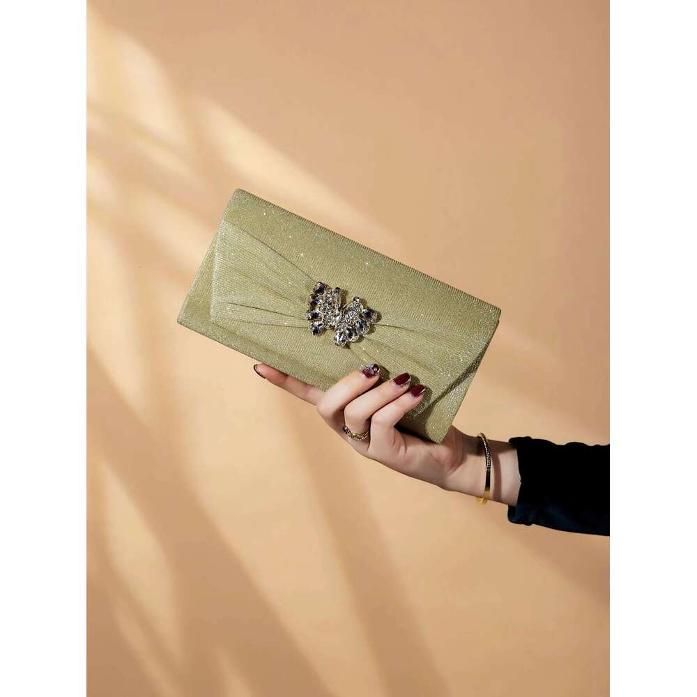 Sequin, Glamorous Bling, , Shiny Rhinestone Decor Flap Chain Glitter Square Evening Bag Bling, Sequin, ,