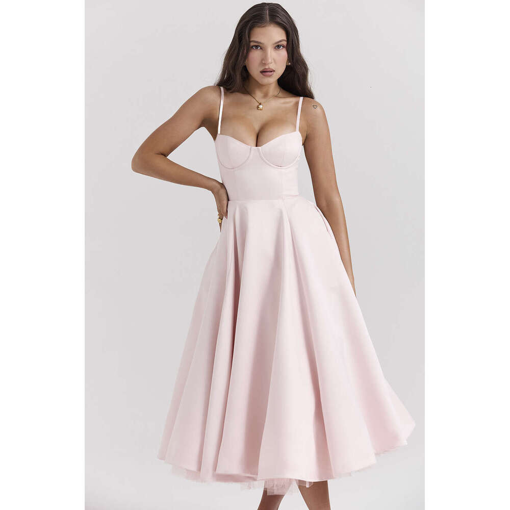 Women Clothes Dress New Summer Luxury Princess French Mesh Large Swing Double Layer Strap Dress For Women KQ