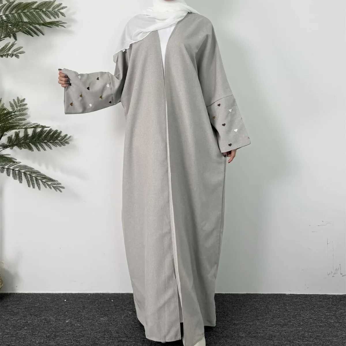 Open Front Abaya Long Slve Maxi Length Dress Womens Clothing Muslim Cardigan Abayas Embroidery Out Kaftans Women Jilbabs X250514