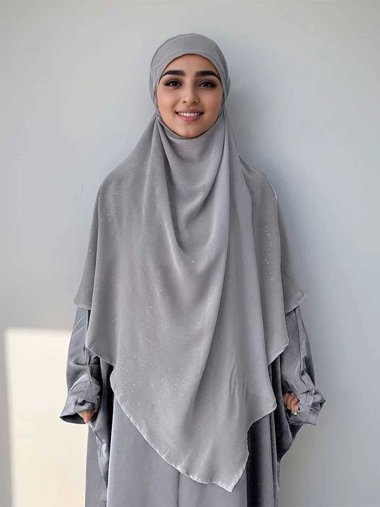 2025 New Shimmer Eid Djellaba Dress Muslim Womens Prayer Abaya with Khimar Turkish Jalabiya Islamic Hijab Ramadan Luxury Kaftan X250514