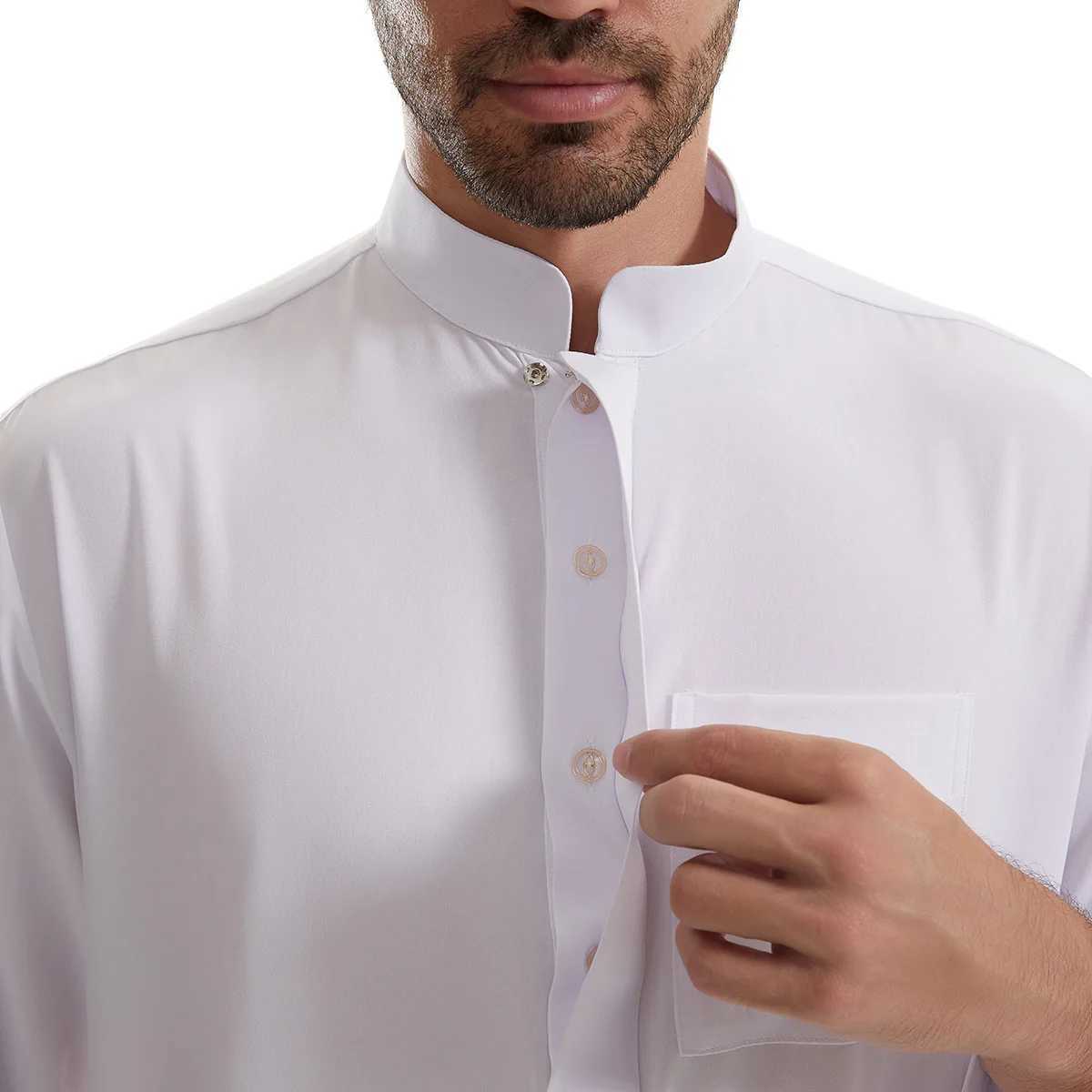 UNI Muslim Eid Ramadan Men Robe Long Sleeve Saudi Abaya Thobe Jubba Thoub Dubai Daffah Kaftan Islamic Arabic Dress Caftan Gown X250514