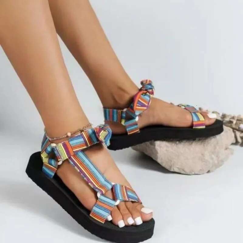 Style Big Size One-e Buckle Women's Sandals New Sponge Bottom Open Toe Cloth Bow Women Shoes atos De Mujer