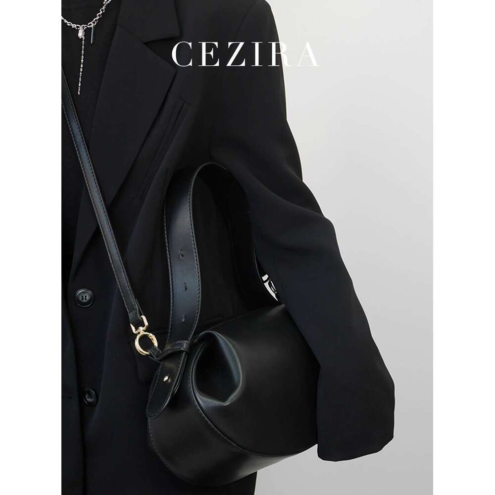 CEZIRA Women Fashion Designer PU Vegan Leather Handbags Niche Brand Rugby Shape Top-Handle Bags Crossbody Shoulder Purses Daily