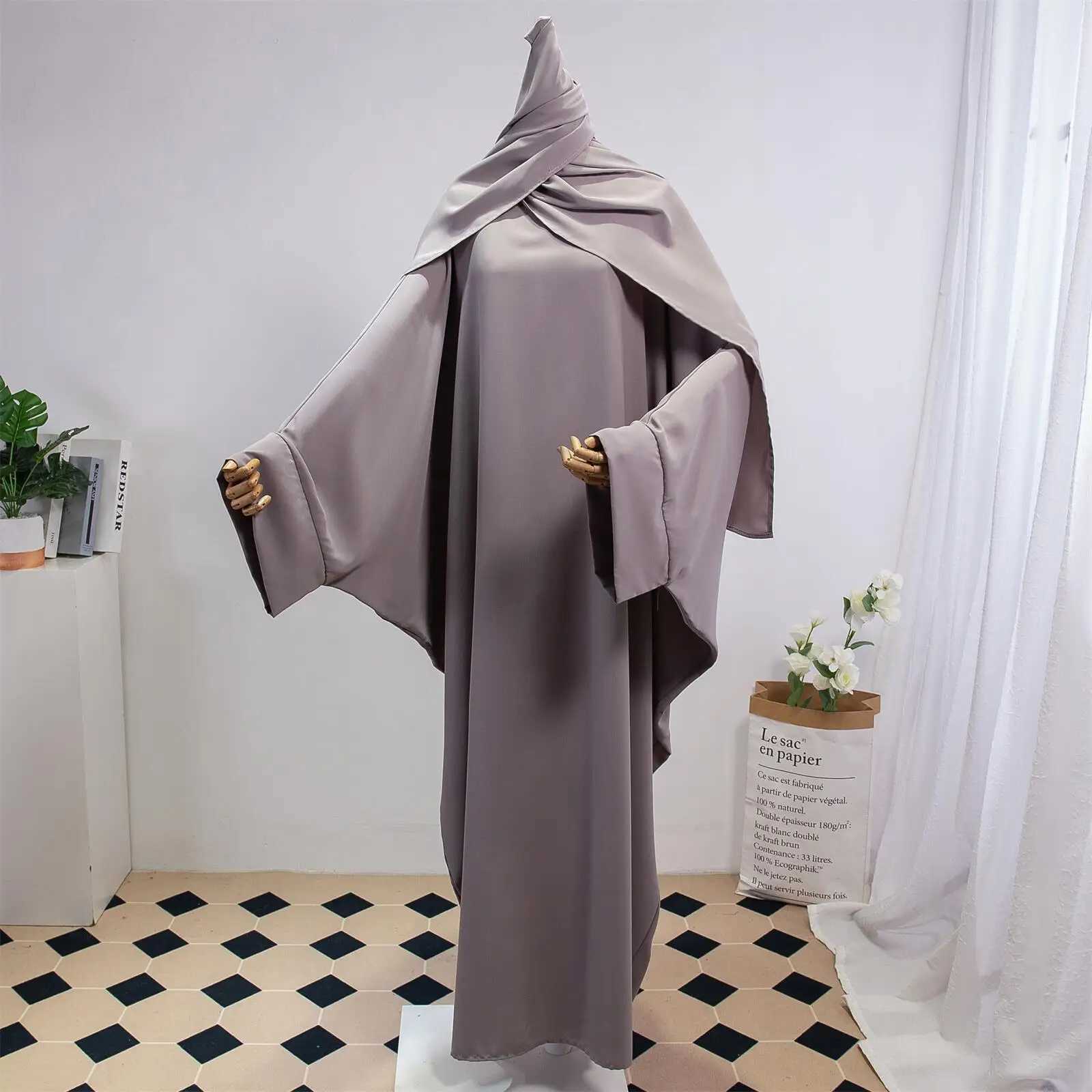 Two Pieces Muslim Abaya Women Jilbab Islamic With Hijab Clothing Dubai Saudi Robe Turkish Modesty Prayer Dresses Loose Kaftans X250514
